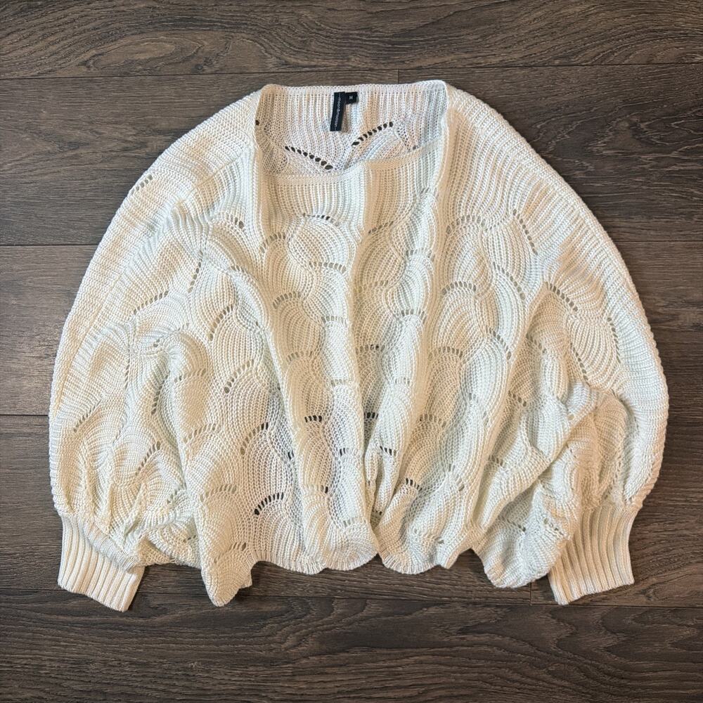 Anthropologie Moon & Madison Sz M Ivory Open Knit Sweater Slouchy Boho Textured